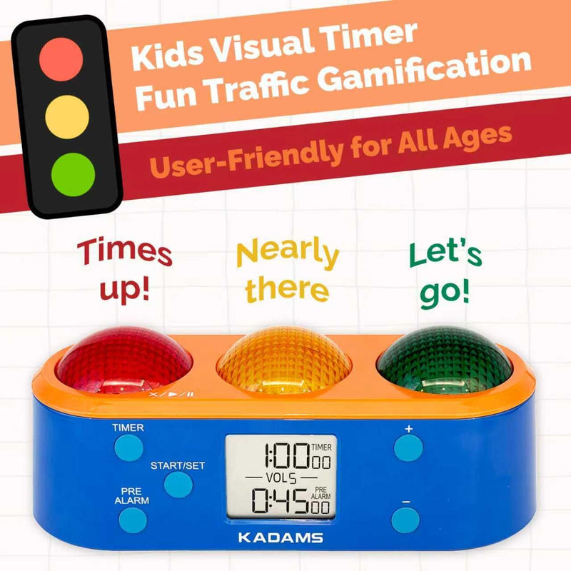 KADAMS Visual Timer for Kids with Pre-Alarm Stop Light Concept, Clock with Indoor Temperature, Kindergarten Classroom Teacher Must Have, Time Management Gifts for Kids, Toddlers, Kindergardeners,ADHD - BeesActive Australia