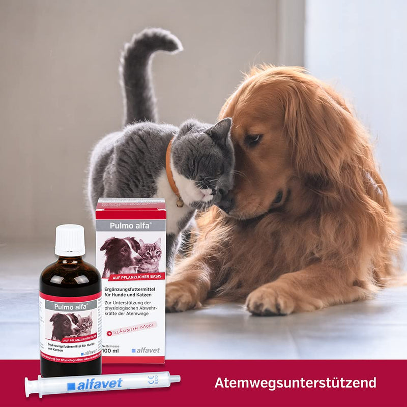 Alfavet Pulmo alfa, juice to support the respiratory tract of dogs and cats, supplementary food, 100ml with 100ml dosing syringe - BeesActive Australia