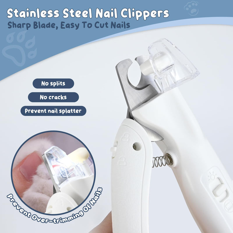 2 in 1 Cat Nail Clippers & Cat Paw Trimmer with LED Light, USB Rechargeable Pet Nail Trimmers Cat Claw Clippers with Safe Lock Design, Pet Grooming Supplies for Cats & Dogs - BeesActive Australia