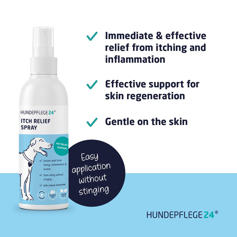 Itch Relief Spray for Dogs 125ml - Acute immediate relief & effective soothing for inflammation, mites, grass mites, fungi, fleas - Pet care product for itching in dogs