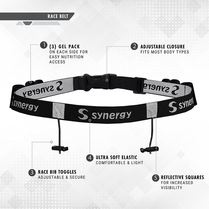 Synergy Running/Triathlon Race Day Number Belt Blue 1-Pack