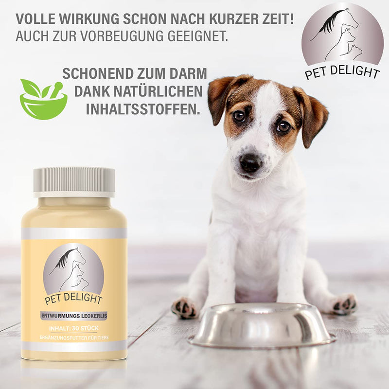 Pet Delight Worm Supplement Treats - the herbal treat & remedy for dogs and cats as a natural diet after worming - Dog - Cat - Birds - Animal & Dog Dewormer - 15g - BeesActive Australia