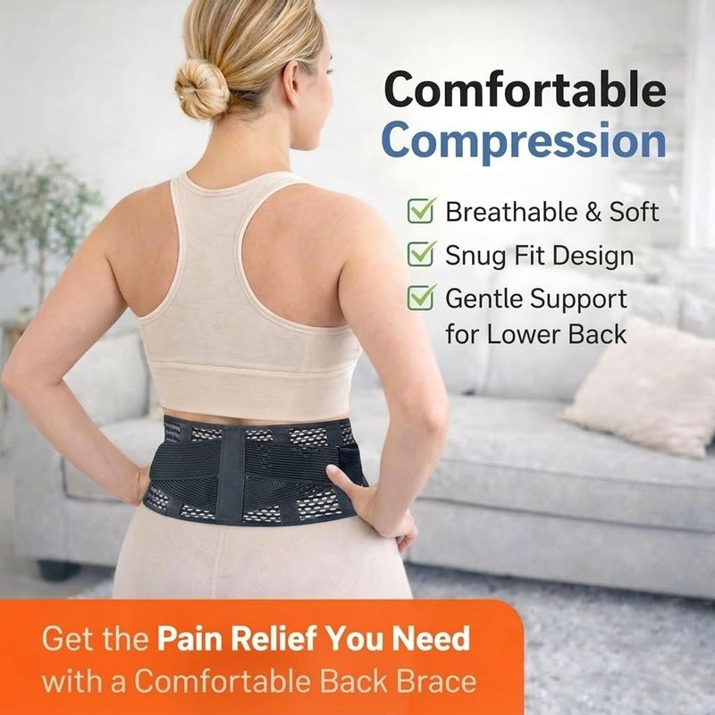 Breathable Thin Back Brace for Women, Adjustable Lower Back Support Belt for Everyday Pain Relief, Slim Low-Profile Lumbar Brace with Gentle Compression, Comfortable Under Clothes L/XL(34"-39") - BeesActive Australia