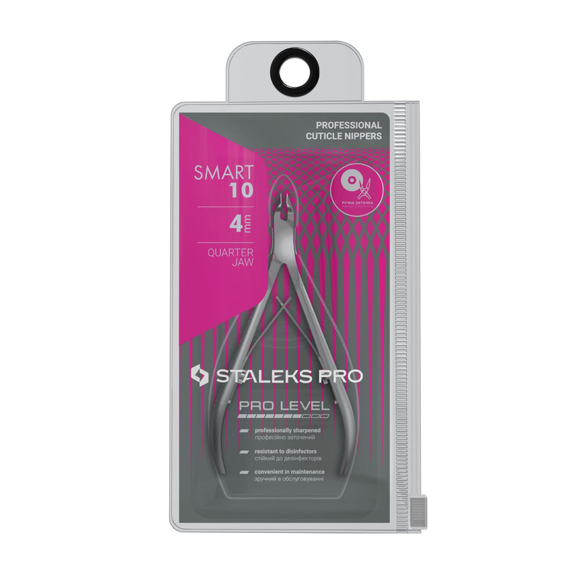 Staleks Pro SMART 10 Cuticle Nippers – 4 mm Blades – Satin Finish – Stainless Steel – Professional Skin Nippers for Classic Manicure & Hardware Use - BeesActive Australia