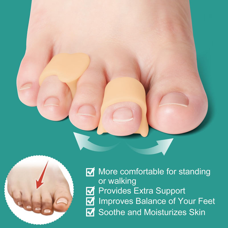 Welnove Gel Toe Separator - 8 Pack Pinky Toe Spacers - Little Toe Cushions, Small Sleeves for Preventing Rubbing & Reducing Pressure (Beige) Beige