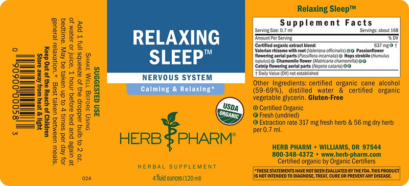 Herb Pharm Relaxing Sleep Herbal Formula with Valerian Liquid Extract - 4 Ounce 4 Fl Oz (Pack of 1) - BeesActive Australia