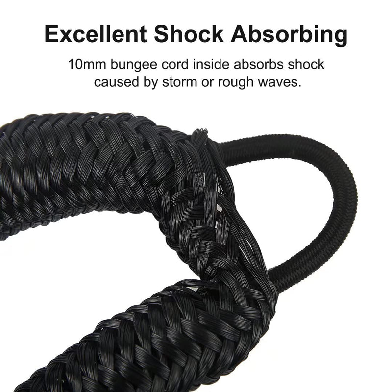 Bungee Dock Lines for Boat Shock Absorb Dock Tie Mooring Rope Boat Accessories 4-5.5 ft,4Pack (Black) - BeesActive Australia