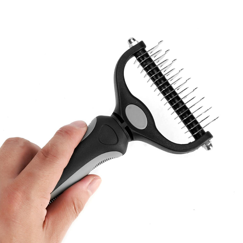 Deshedding Brush - Double-Sided Undercoat Rake for Dogs & Cats - Shedding Comb and Dematting Tool for Grooming, Extra Wide - BeesActive Australia