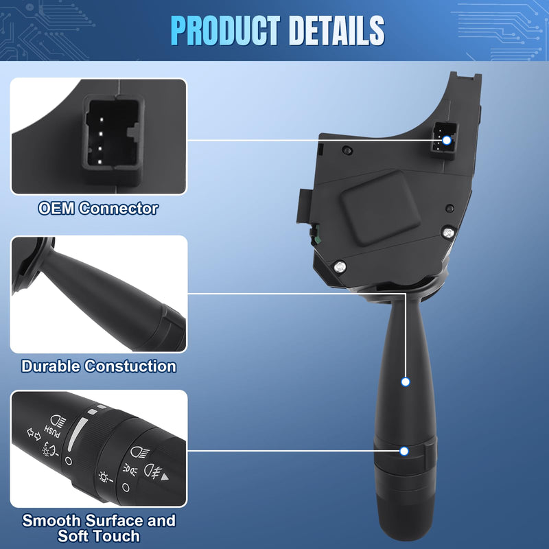 LCWRGS Turn Signal Switch Compatible with 2006-2017 Dodge Caliber Nitro Avenger, Jeep Wrangler Compass Patriot, Chrysler 200 PT Cruiser Sebring, Replaces# CBS-1703, Fog Light Control, Headlight Dimmer - BeesActive Australia