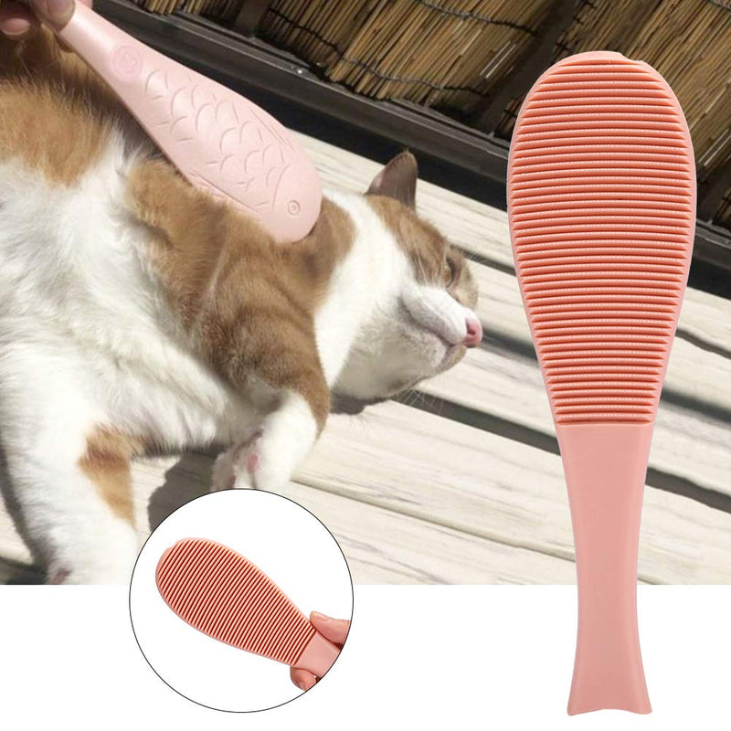Cat Comb, Cat Tongue Textured Grooming Brush Fish Shape Cat Massage Comb Simulated Cat Tongue Brush Groomer Hair Care Tools for Dogs and Cats() Combs Pink - BeesActive Australia