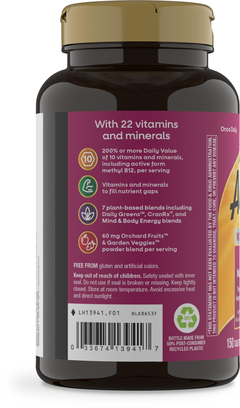 Nature's Way Alive! Women's 50 Plus Ultra Potency Multivitamin, 150 ct | Complete and High Potency Formula with Vitamin D3, C, E, and Methylated B12; Supports Heart, Brain, and Bone Health*. 150 Count (Pack of 1)