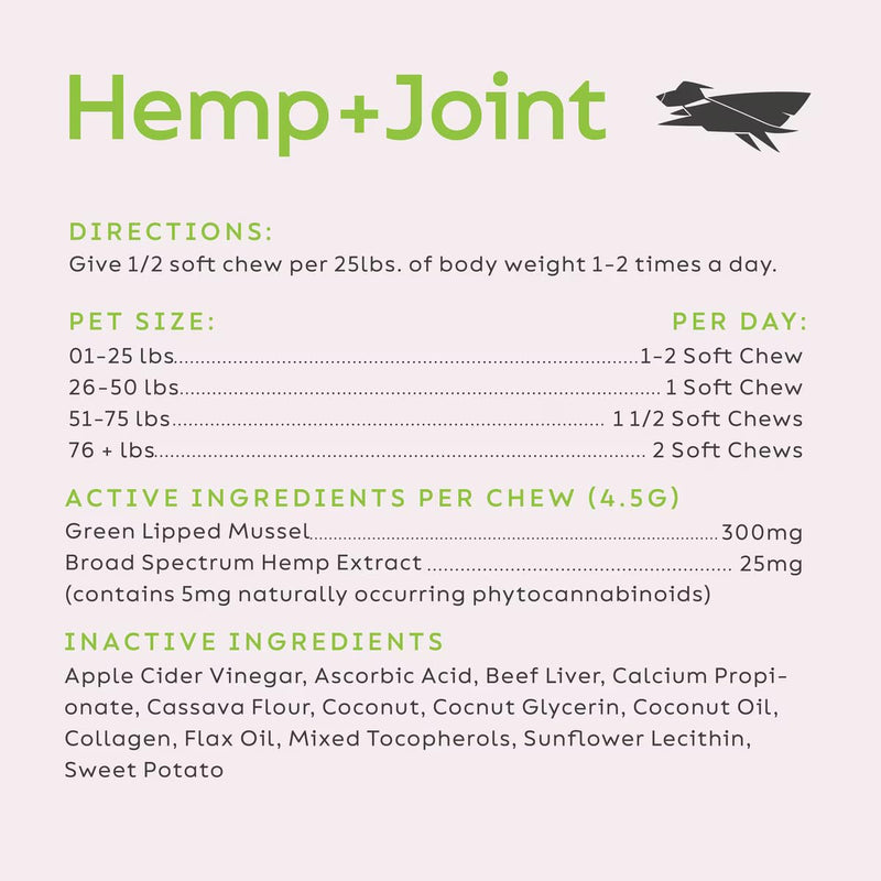 Super Snouts Hemp & Joint Chew for Dogs & Cats, 30 Chews (Up to 60 servings) – Hip + Joint Supplement with Green Lipped Mussels + Hemp – Helps with Mobility and Joint Comfort