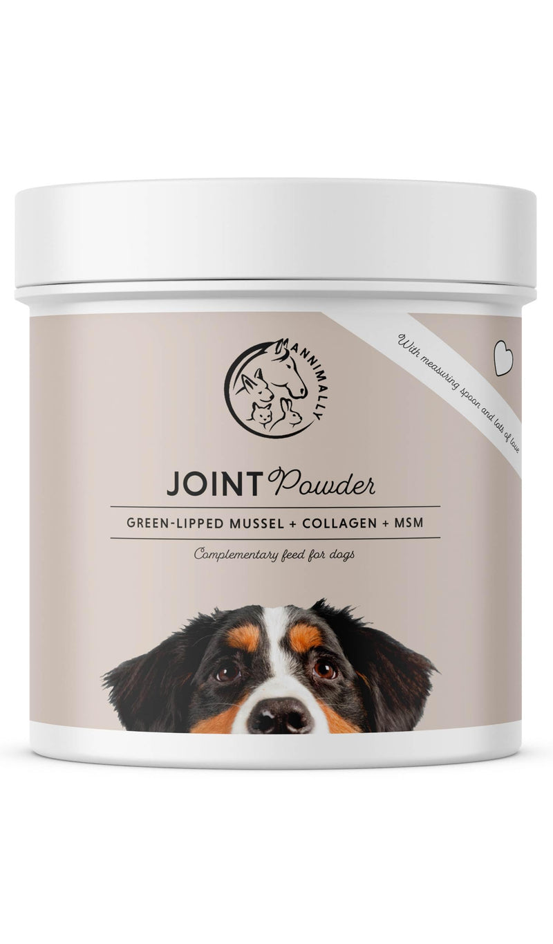 Annimally Joint Support Powder with Green Lipped Mussel for Dogs 300 g - Supplement for All Breeds with Collagen, Chondroitin & MSM, Made in Germany