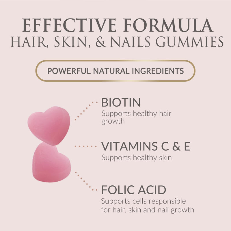 Hair Vitamins Gummies - Sugar Free Hair Growth Support Gummy with Biotin 5000 mcg Per Serving, Vitamin A, B12, C, D, E, Folic Acid - Supports Strong Beautiful Hair and Nails, Vegetarian - 120 Gummies 120 Count (Pack of 1)