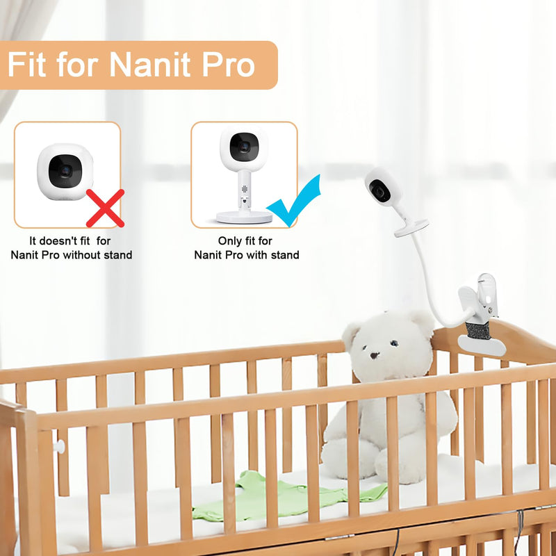 Baby Monitor Mount Compatible with Nanit Pro Smart Baby Monitor & Flex Stand,15.7 inches Flexible Long Gooseneck Arm Also for Cameras with 1/4 Screw Mount Baby Camera Holder Stand - BeesActive Australia