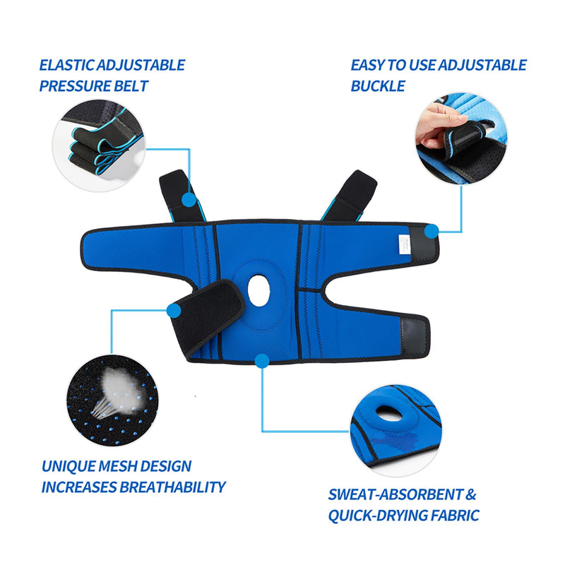 DOUFURT Knee Brace for Women & Men Meniscus Tear, Plus Size Knee Braces for Knee Pain Relief, Arthritis, Compression Knee Support Side Stabilizers Medium(Pack of 1) Blue & Black