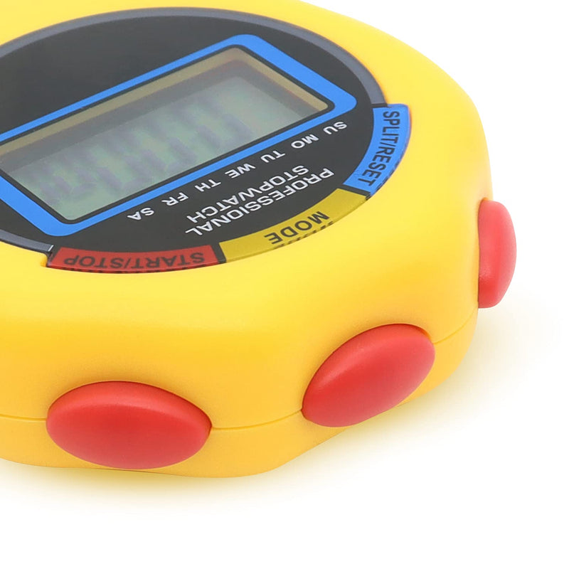 12 Pack Multi-Function Electronic Digital Sport Stopwatch Timer, Large Display with Date Time and Alarm Function,Suitable for Sports Coaches Fitness Coaches and Referees (Yellow) 12