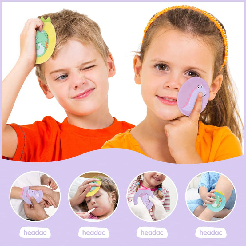 Hilph® Bundle of 3 Kids Ice Pack with Macaron Pattern + 3 Nylon Dinosaur Kids Ice Pack with Cover - BeesActive Australia