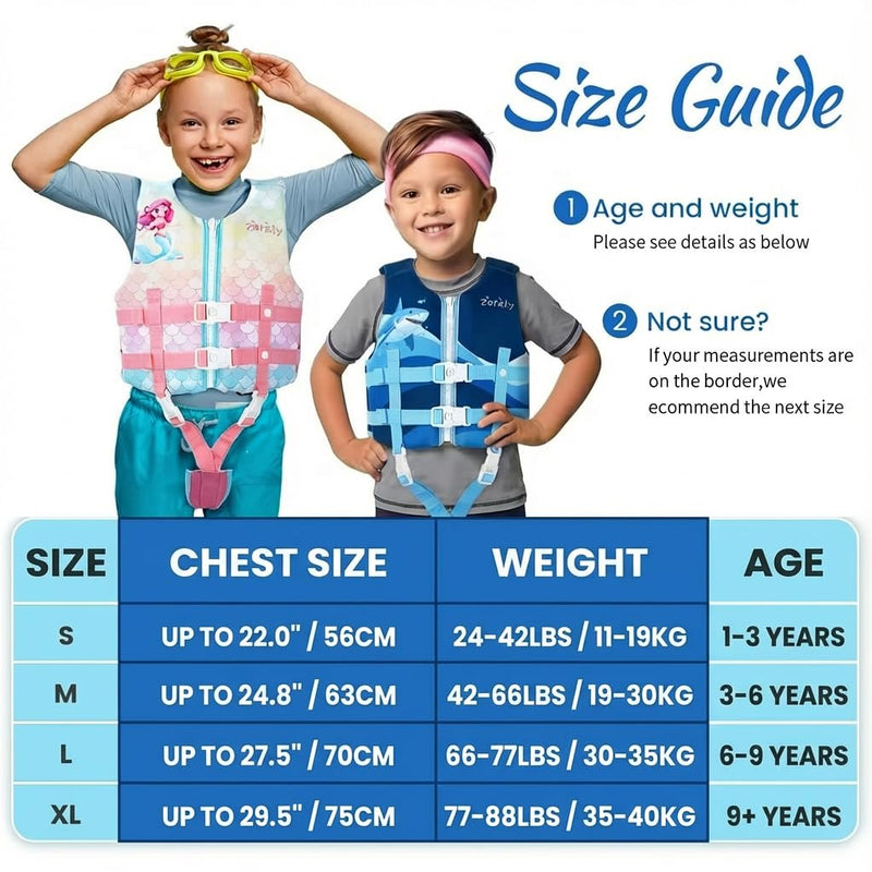Zeraty Toddler Swim Vest Neoprene Kids Float Jacket Swimming Aid for Children Girls and Boys 20-30-40-50-60-70-80Lbs with Dual Adjustable Safety Straps Mermaids XL(Age Recommend 9+ Years) - BeesActive Australia