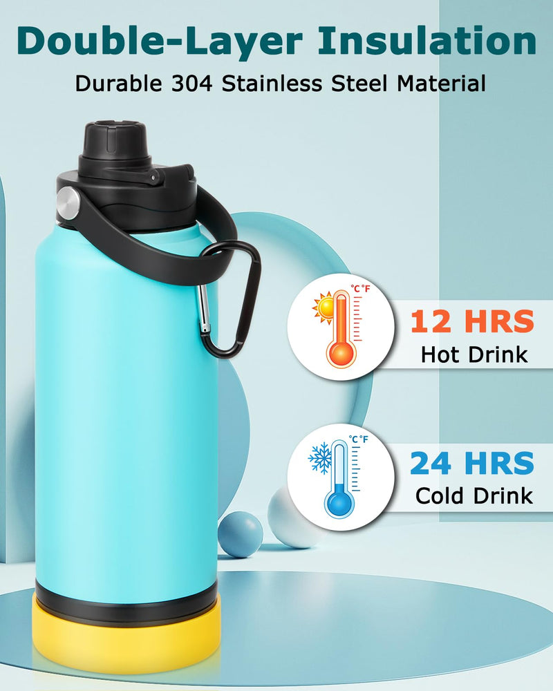 Portable Dog Water Bottle, 32OZ Stainless Steel Dog Water Bottle, with Dog Drinking Bowl & Food Bowl, Leak Proof, Double Vacuum Insulation, Dog Travel Water Bottle for Walking Hiking Camping - BeesActive Australia