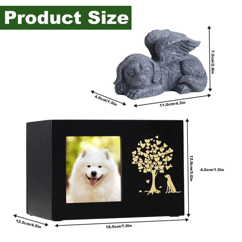 woodurn Pet Ash Box for Dogs, XLarge Wooden Urns for Funeral, Cremation Urns with Photo Frame, Memorial Box with Black Flannel Lining, Memorial Gift for Lost Pets - BeesActive Australia