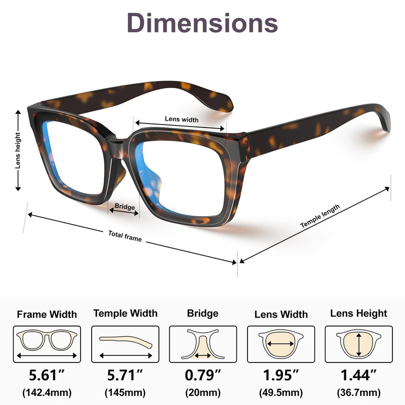VISOONE Chunky Square Blue Light Blocking Glasses with Anti Computer Glare for Working Women Men MONTANA Light Montana Coco Tortoise - BeesActive Australia