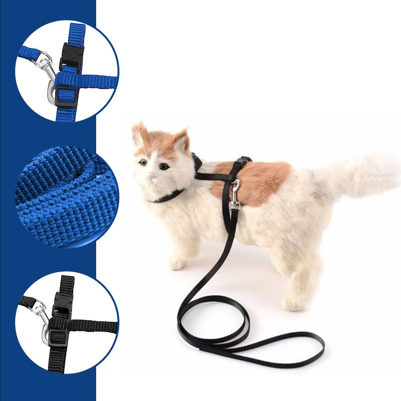 JSKWIKE 2 pieces adjustable nylon harness cat leash, harness cat leash kitten collar, soft cat harness with leash for kitten, puppy, rabbit, rabbit - BeesActive Australia