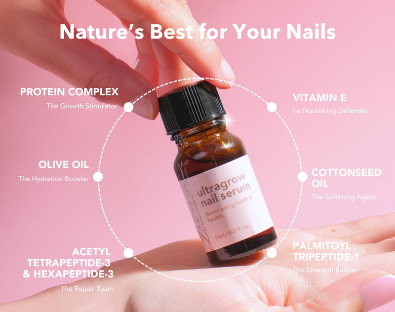 Liaison UltraGrow Nail Serum for Growth and Strength with Keratin Complex, Olive Oil & Vitamin E | Dermatologist-Tested to Support Weak, Brittle, Splitting Nails - BeesActive Australia