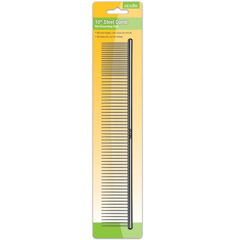 Andis 65725 Stainless-Steel Comb for Knots, Mats & Loose Hair Removal - Effective Dematting Tool Comfortable, Lightweight, Portable & Safe for Dogs, Cats & Pets – Silver, 10-Inch 10 Inch - BeesActive Australia