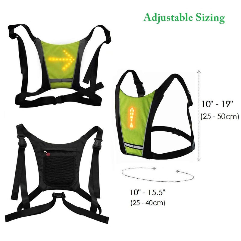 LED Turn Signal Safety Vest with Direction Indicator, USB Charging & Adjustable Bike Pack Accessory Guiding Light for Night Running Walking Cycling Gear - LED Glowing Reflective Backpack 48 LED