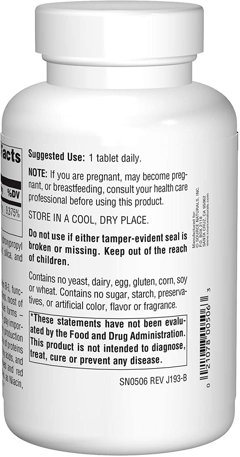 Source Naturals Niacinamide 1500mg, 100 Tabs (2 Pack)