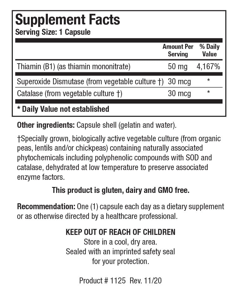 BIOTICS RESEARCH Thiamin 50™ – High Potency Vitamin B1, 50 mg, Energy Production, Metabolic Support, Cardiovascular Health, Brain Health. 90 Capsules