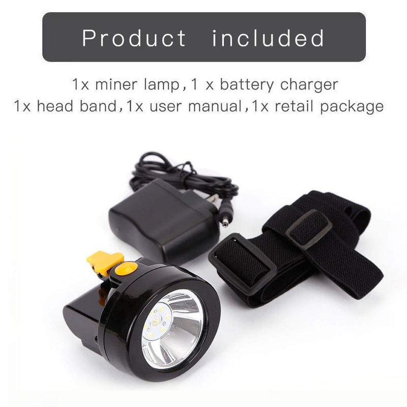 Rechargeable Cap Mining Lamp 1+6 LED Light Source Coal Miner Light for Hard hat Waterproof Miner Lamp Explosion Proof Headlight for Outdoor Professional Works (Yellow) Yellow Light - BeesActive Australia