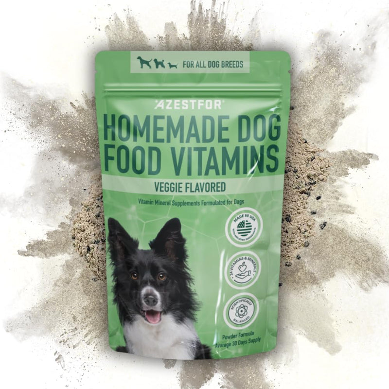 Homemade Dog Food Vitamins Pre-Mix Powder – 24 Essential Nutrients – Supplement for Raw, Barf & Grain Free – for All Breeds & Ages – 16oz Veggie Flavored Flavor