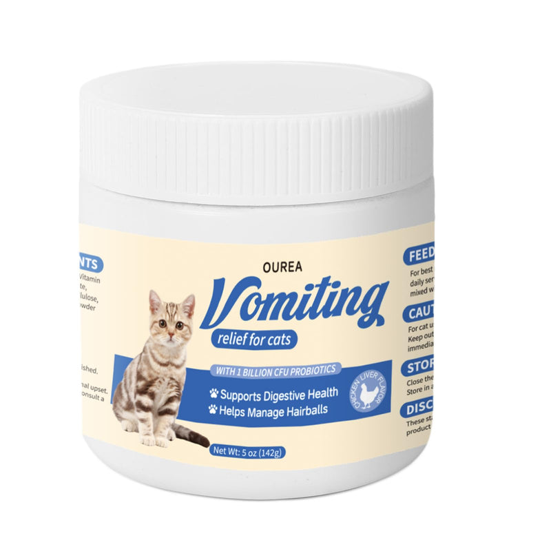 Cat Vomit Remedy, Vomiting Supplement for Cat, Furball Treatment for Cats, Probiotic for Cats Helps Soothes Sensitive Stomachs and Supports Digestive Comfort,142g (5 oz)
