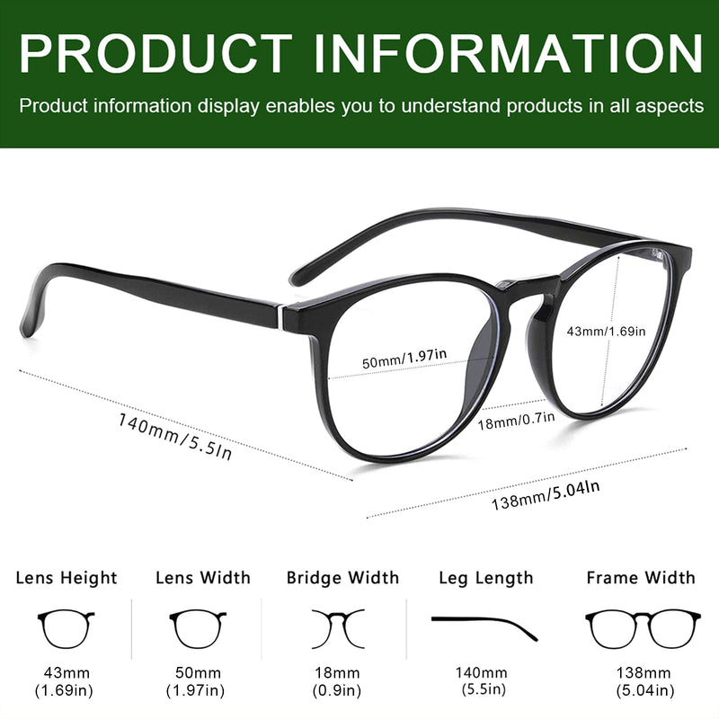 Przene 3 Pack Blue Light Blocking Glasses Women/Men,Retro Round Computer Glasses Anti Eye Strain/UV/Glare, Gaming Glasses. (Black/Crystal/Amber) Black/Crystal/Amber - BeesActive Australia
