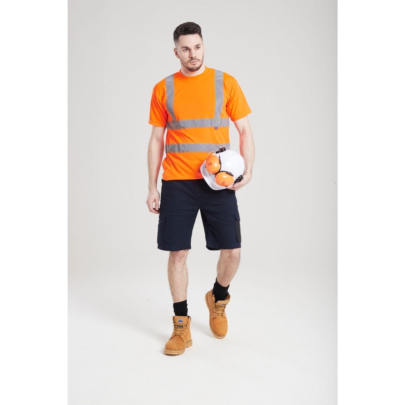 Portwest Hi-Vis T-Shirt RIS Viz Visibility Reflective Safety Work Wear Top ANSI 2, Large Orange