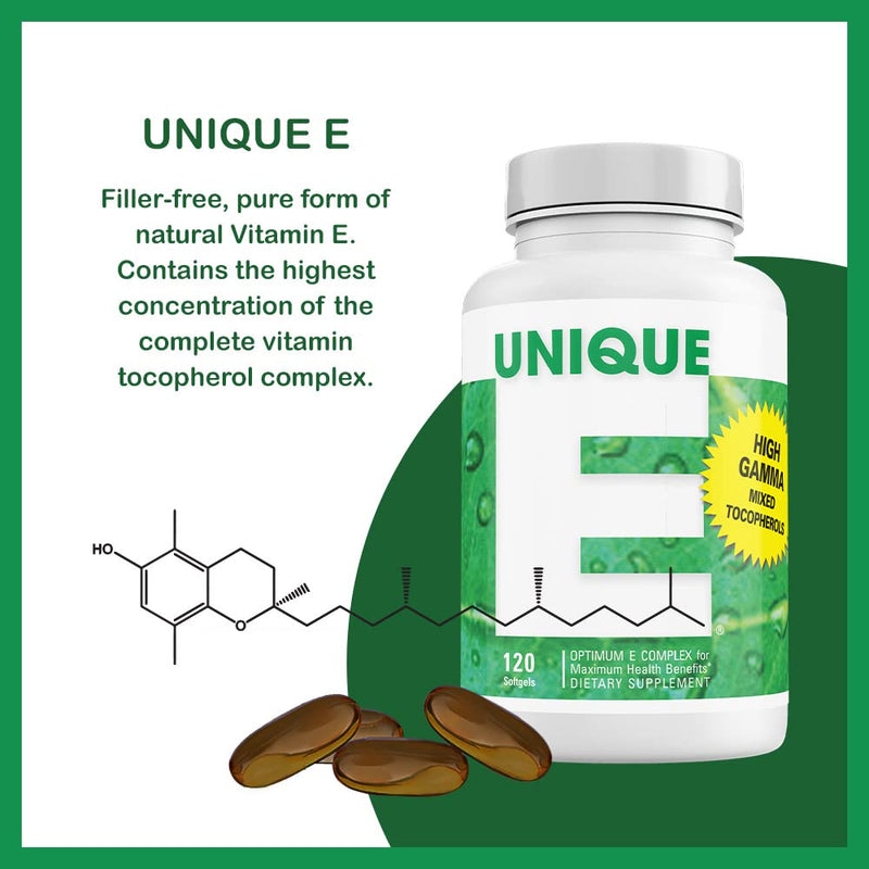 UNIQUE E A.C. Grace Company Mixed Tocopherols 120 Soft Gels, Supports Healthy Brain Function, General Health, and Aging Support, All-Natural Vitamin E and Kosher - BeesActive Australia