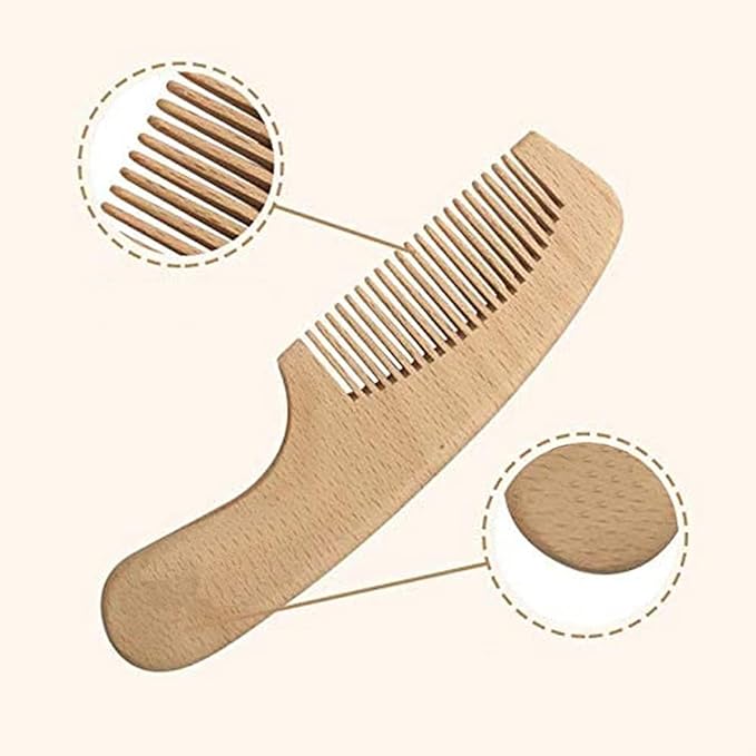 YFFSFDC [2 Pieces] Baby Hair Brush and Newborn Comb Set Natural Goat Hair Anti-Static Wood Comb Scalp Massage Newborn Baby Hair Brush Baby Shower Gift - BeesActive Australia