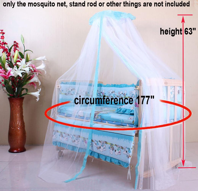 Crib Mosquito Net Crib Dome Bed Canopy Foldable Cot Net Tent Universal Palace Style Dome Bed Curtain (Stand Rod NOT Included) White M(56"w X 63"h)