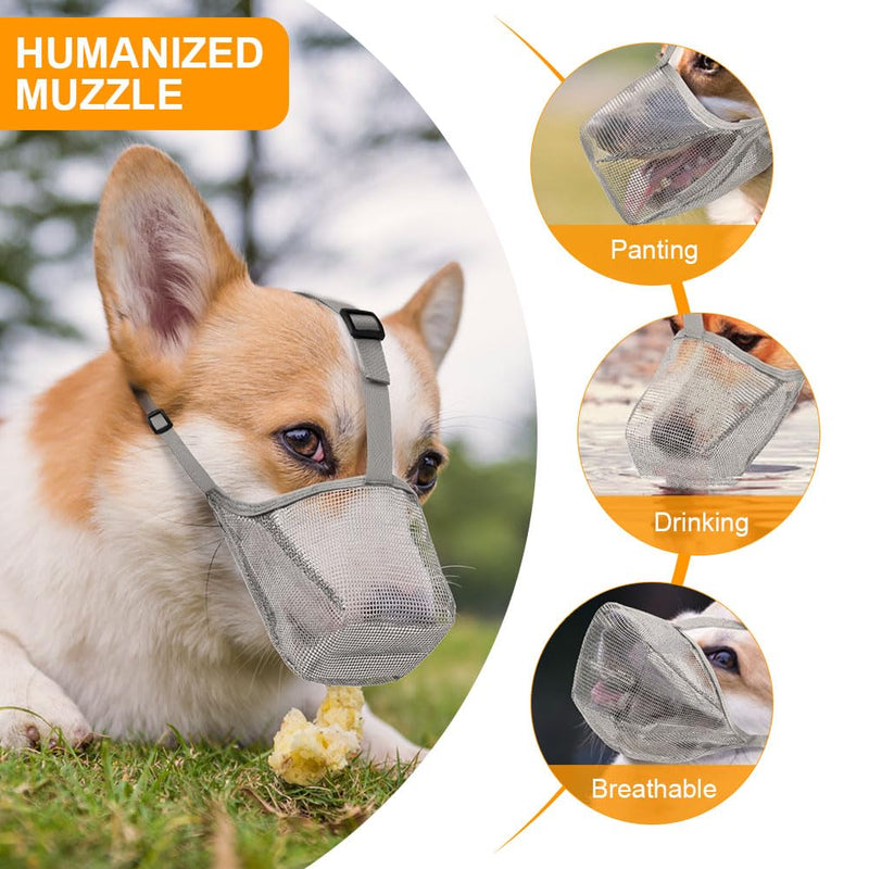 Adiwo muzzle for dogs, dog muzzle with rounded mesh loop, breathable, safe, quick fit for small, medium, large dogs, adjustable eating protection, dog biting and chewing, gray M - BeesActive Australia