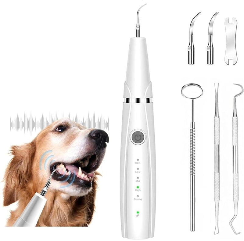 Dog Teeth Cleaning Kit | Pet Tooth Cleaner | Dental Care Tartar Plaque Remover for Dogs and Cats (White)