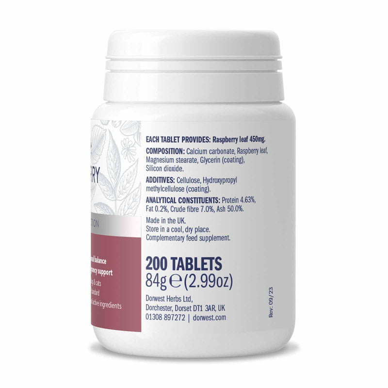 Dorwest Raspberry Leaf Tablets for Dogs And Cats, 200 Tablets, Pregnancy Support For Pets – For Natural Hormonal Balance and Phantom Pregnancies
