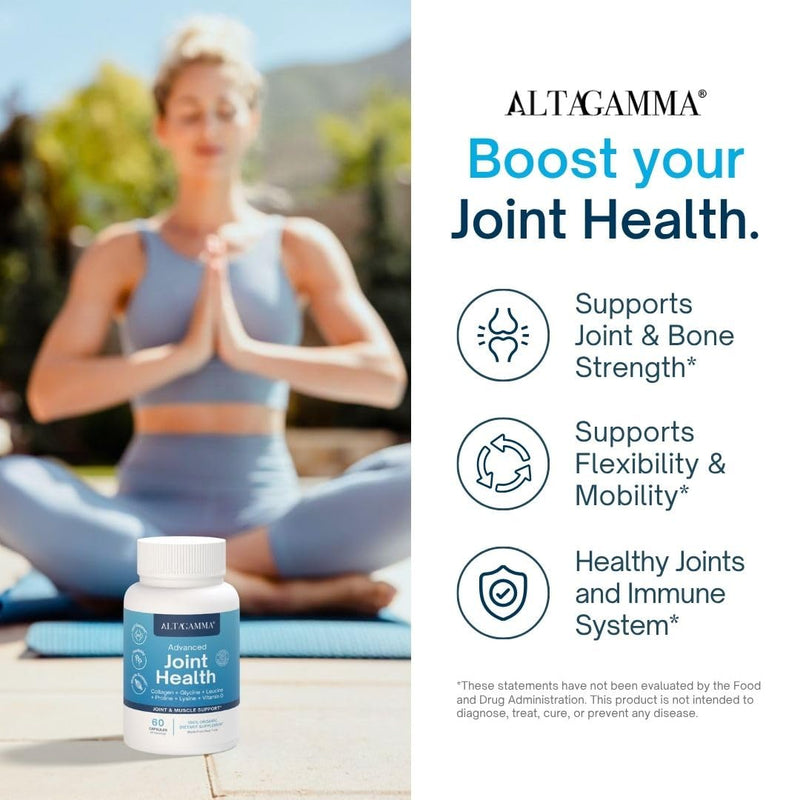 Joint Support Supplement - Joint Supplement, Knee, Tendon and Ligament Supplements - Joint Supplements for Men & Women with Marine Collagen, Omega 3, Glutamine & Vitamin D3-60 Capsules