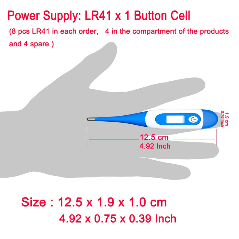Oral Thermometer, Digital Thermometer for Fever (A, Pack of 4) A