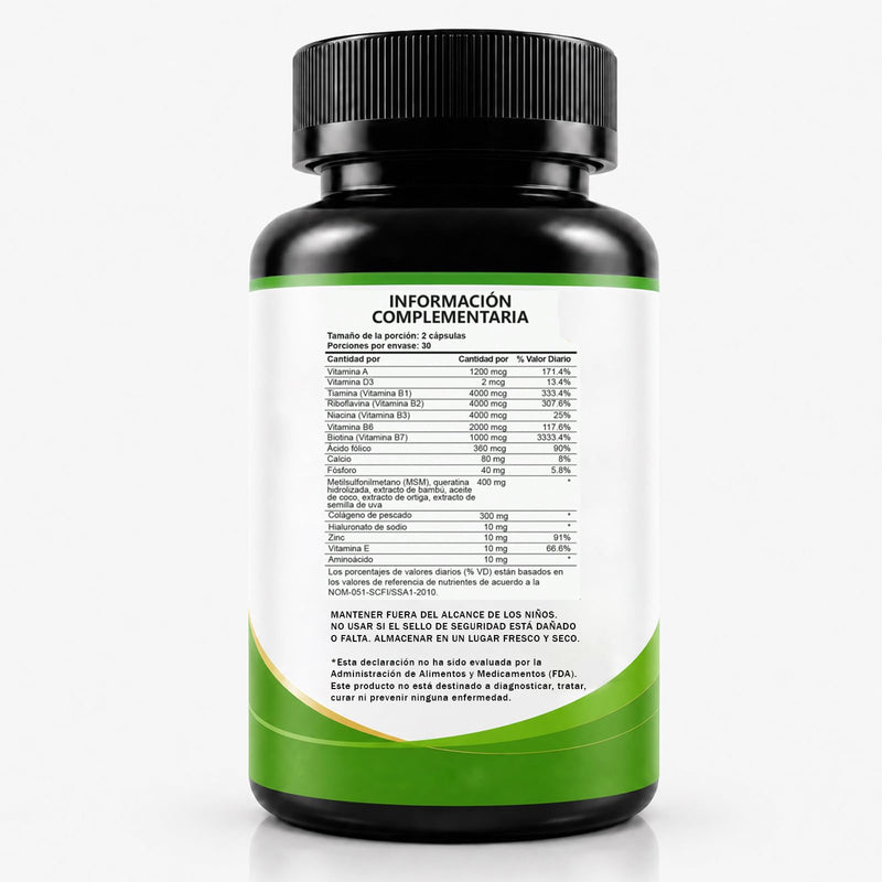 Biotina Max Colageno, Biotin and Collagen Supplements for Strengthens Hair, Improve Skin & Nails, with Vitamins A, B2, B3, B6 and Zinc, Gluten-Free, Non-GMO, 90 Capsules 1