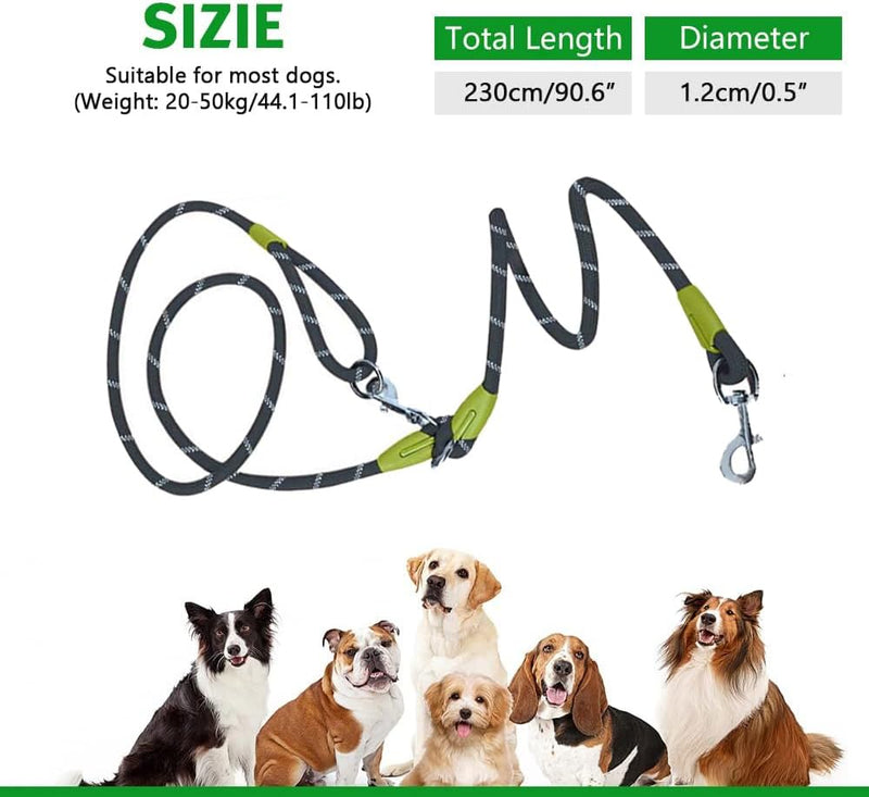 pawstrip Hands Free Dog Leash Waist & Crossbody Rope with Slip Lead Durable for 2 Dogs Nylon Reflective Heavy Duty Hiking Running Leash for Medium Large Dogs (Black) Black - BeesActive Australia