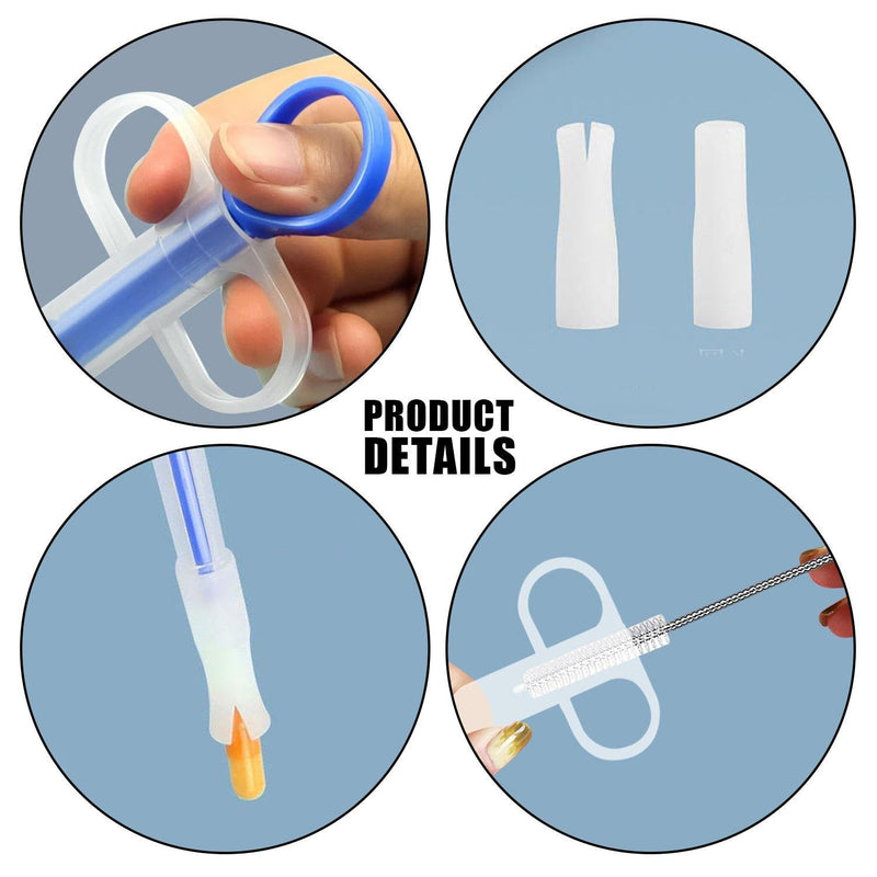 3 Pet Medicine Feeders And 2 Cleaning Brushes, Cat And Dog Feeders, Pet Care Tools, Suitable For Pet Care (Red, Blue, Green).