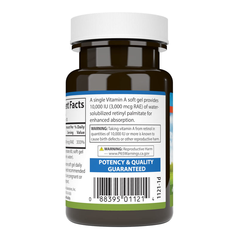 Carlson - Vitamin A Solubilized, 10000 IU (3000 mcg RAE), Water Soluble, Vision Health, 100 Softgels (Pack of 2) 100 Count (Pack of 2)