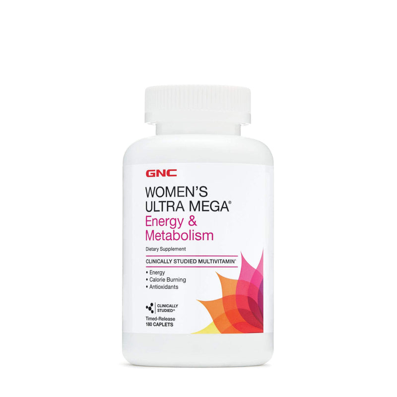 GNC Womens Ultra Mega Energy and Metabolism Multivitamin for Women, 180 Count, for Increased Energy, Metablism, and Calorie Burning 180 Count (Pack of 1)